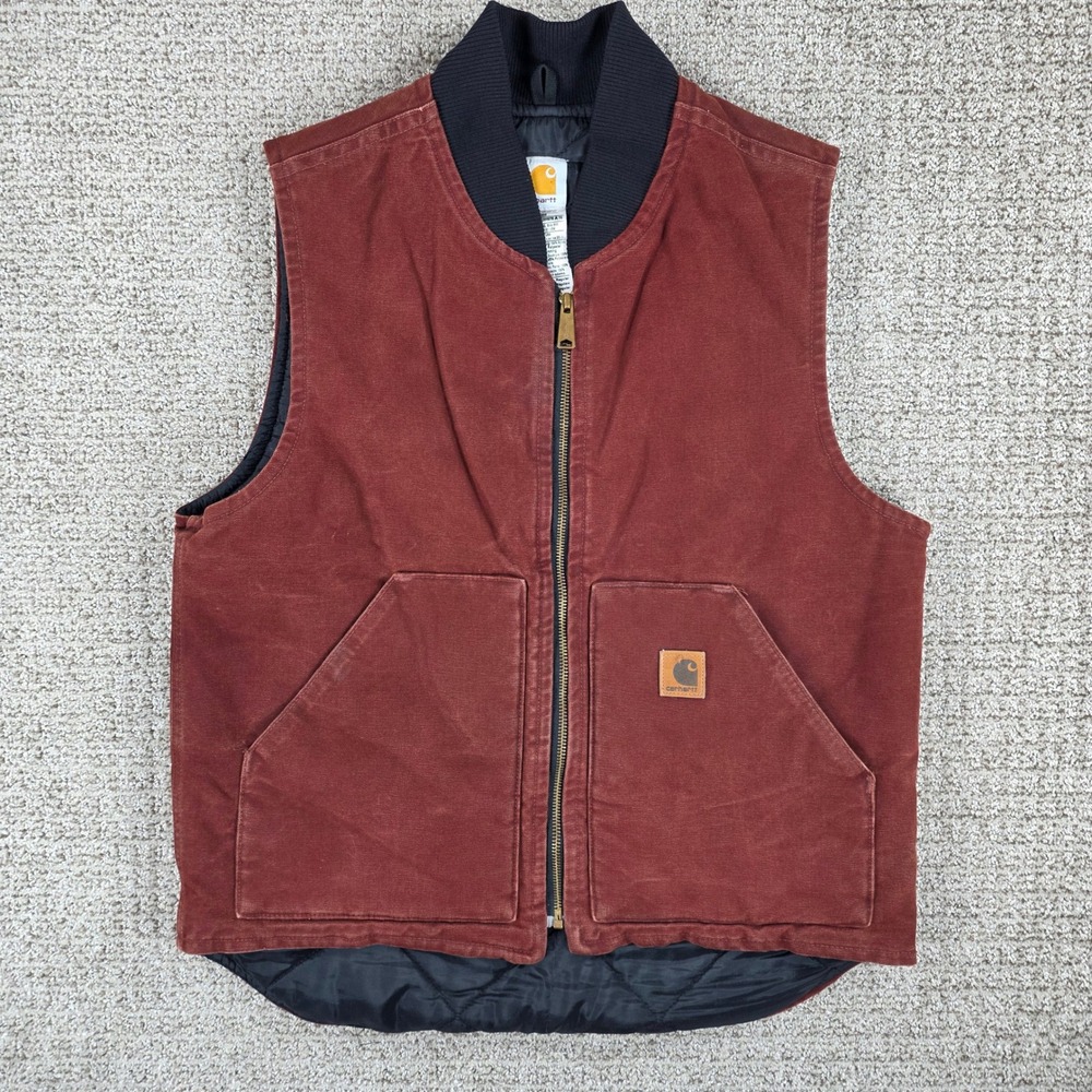 Carhartt V02 CLY Clay Duck Canvas Quilt Lined Vest Mens Medium Regular USA Made
